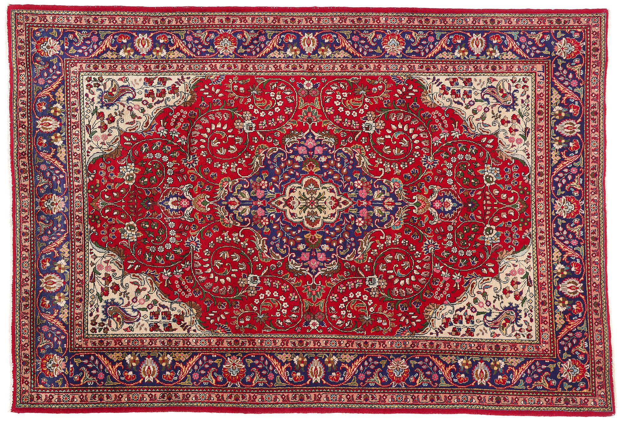 Alfombra persa tabriz vintage de 1960 de estilo tradicional en venta 2