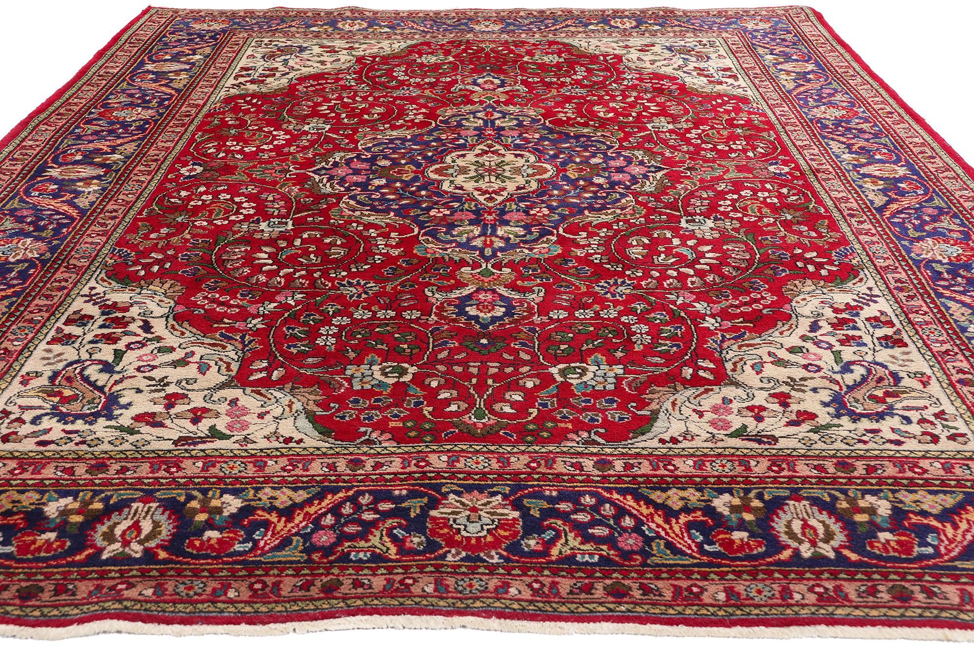 Alfombra persa tabriz vintage de 1960 de estilo tradicional Moderno de mediados de siglo en venta