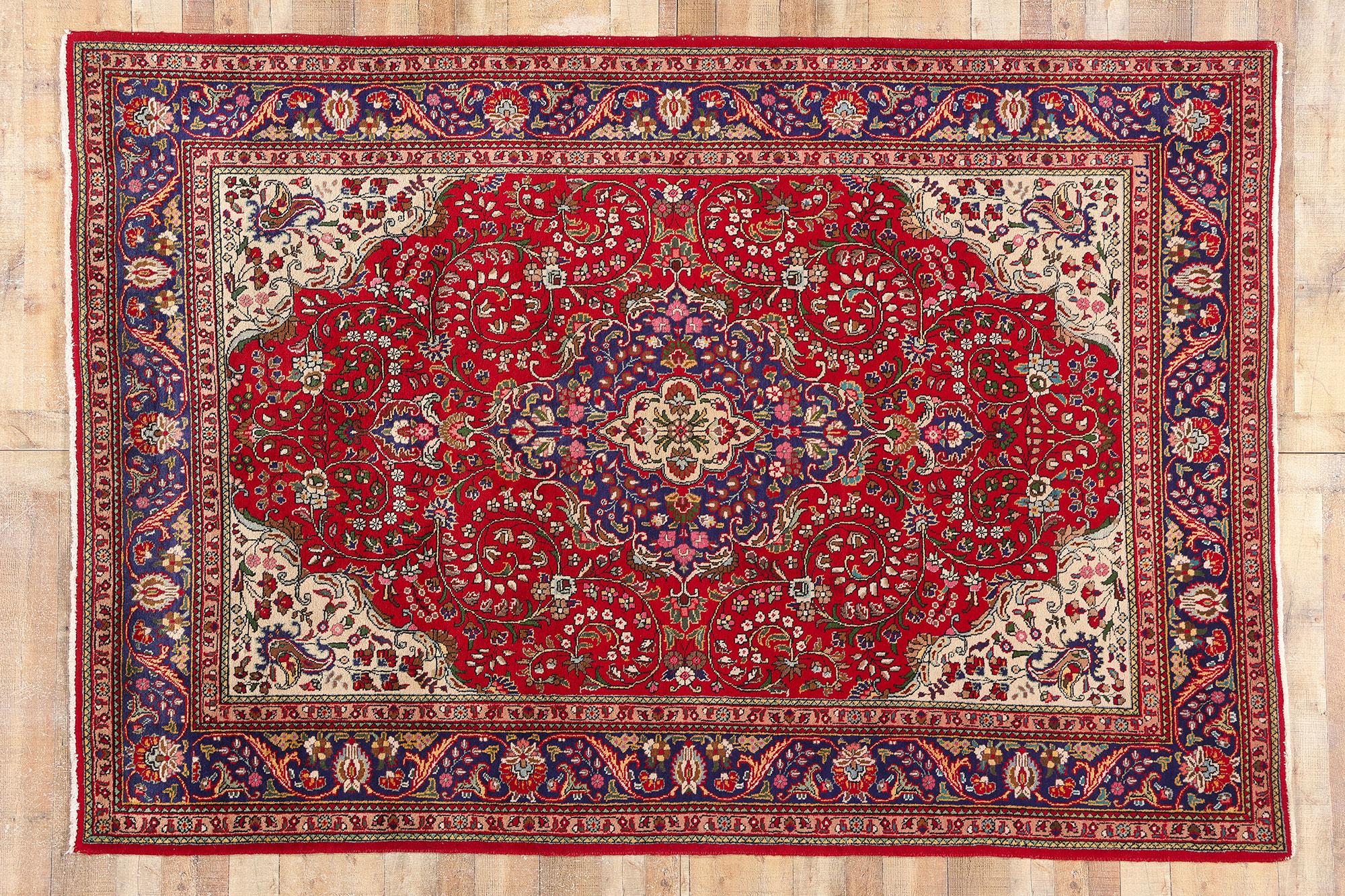 Alfombra persa tabriz vintage de 1960 de estilo tradicional en venta 1