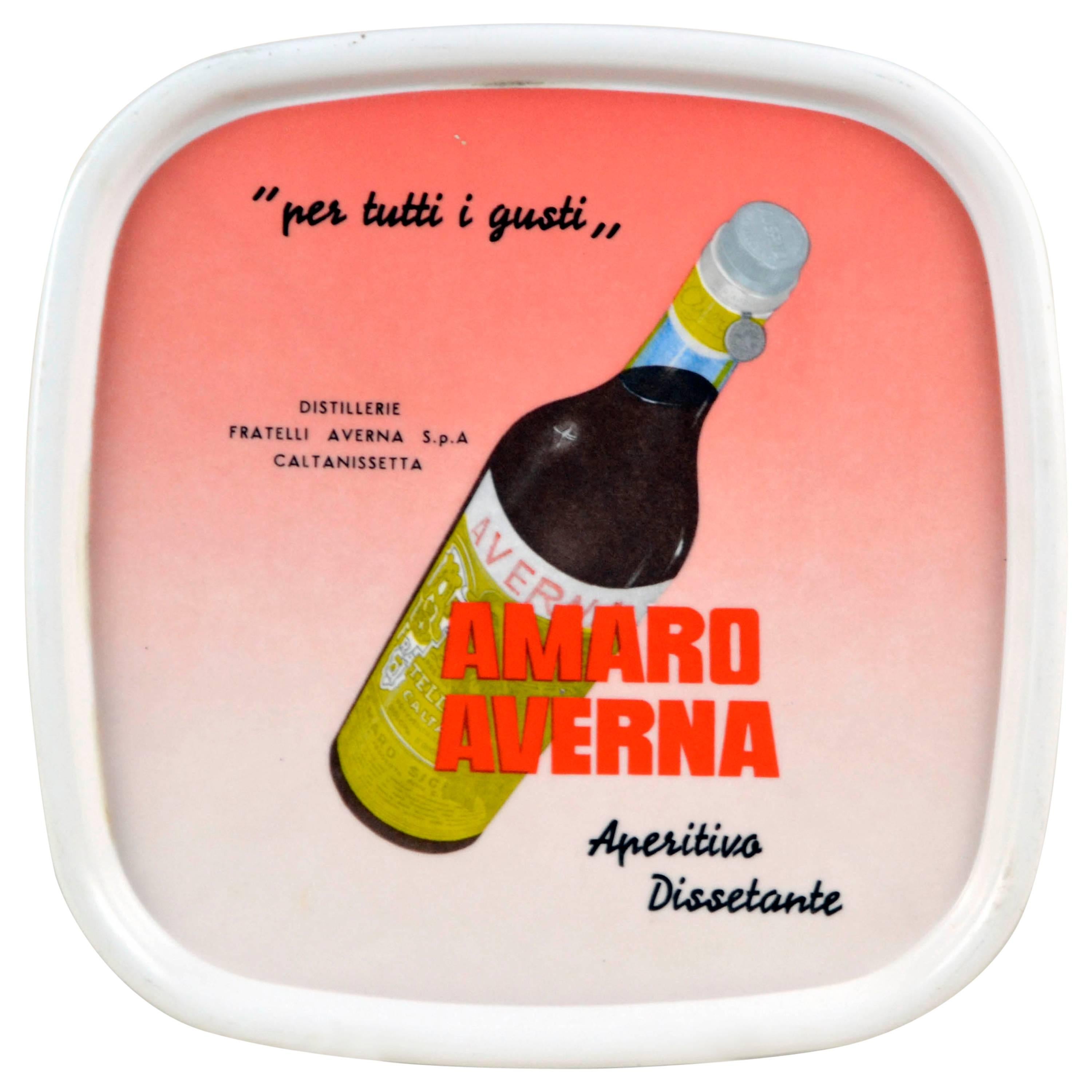1960s Vintage Plastic Italian Amaro Averna Rounded Bar Tray For Sale