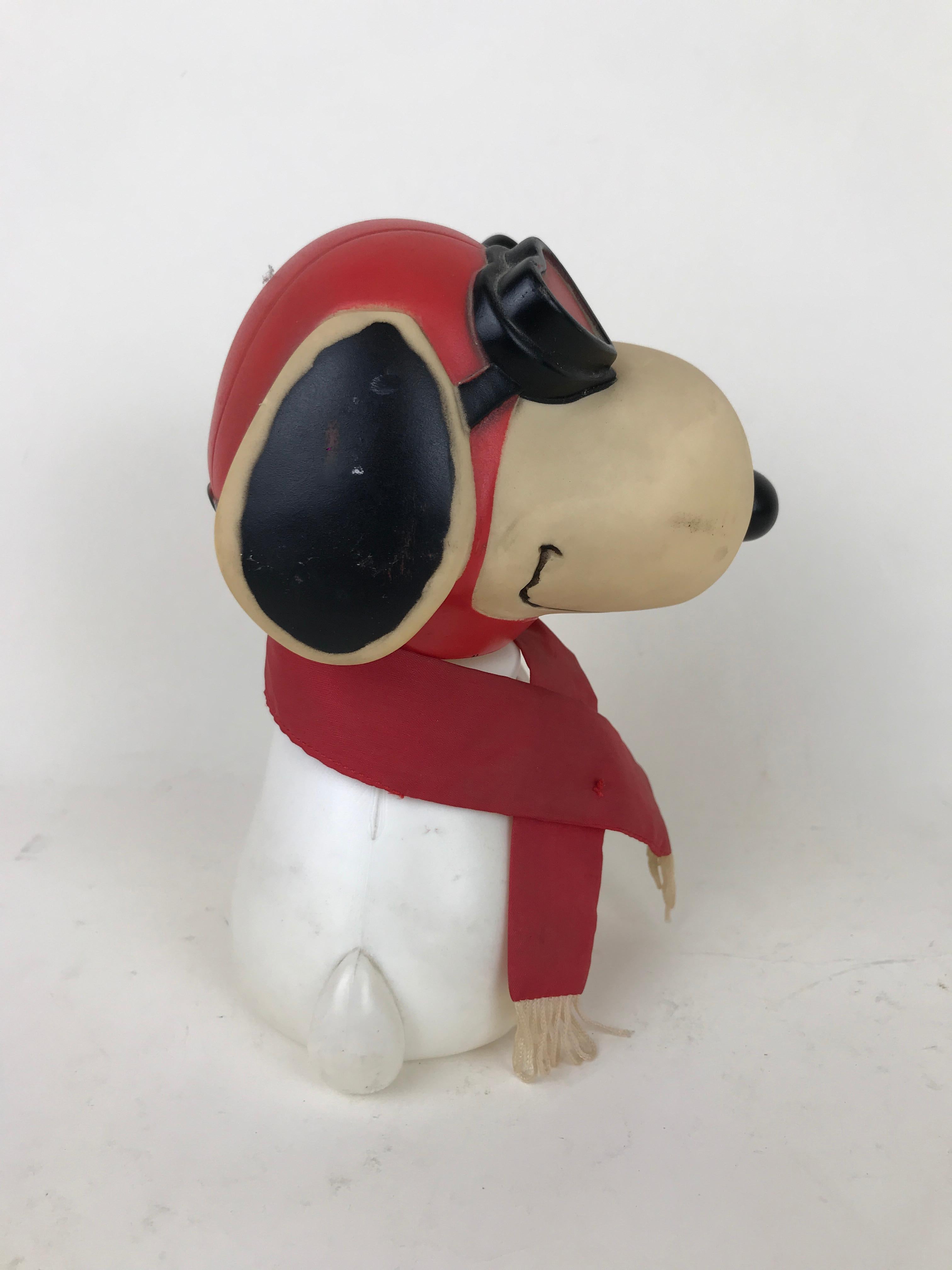 Mid-Century Modern 1960s Vintage Plastic Model of Snoopy Wearing Scarf and Heart Shaped Googles