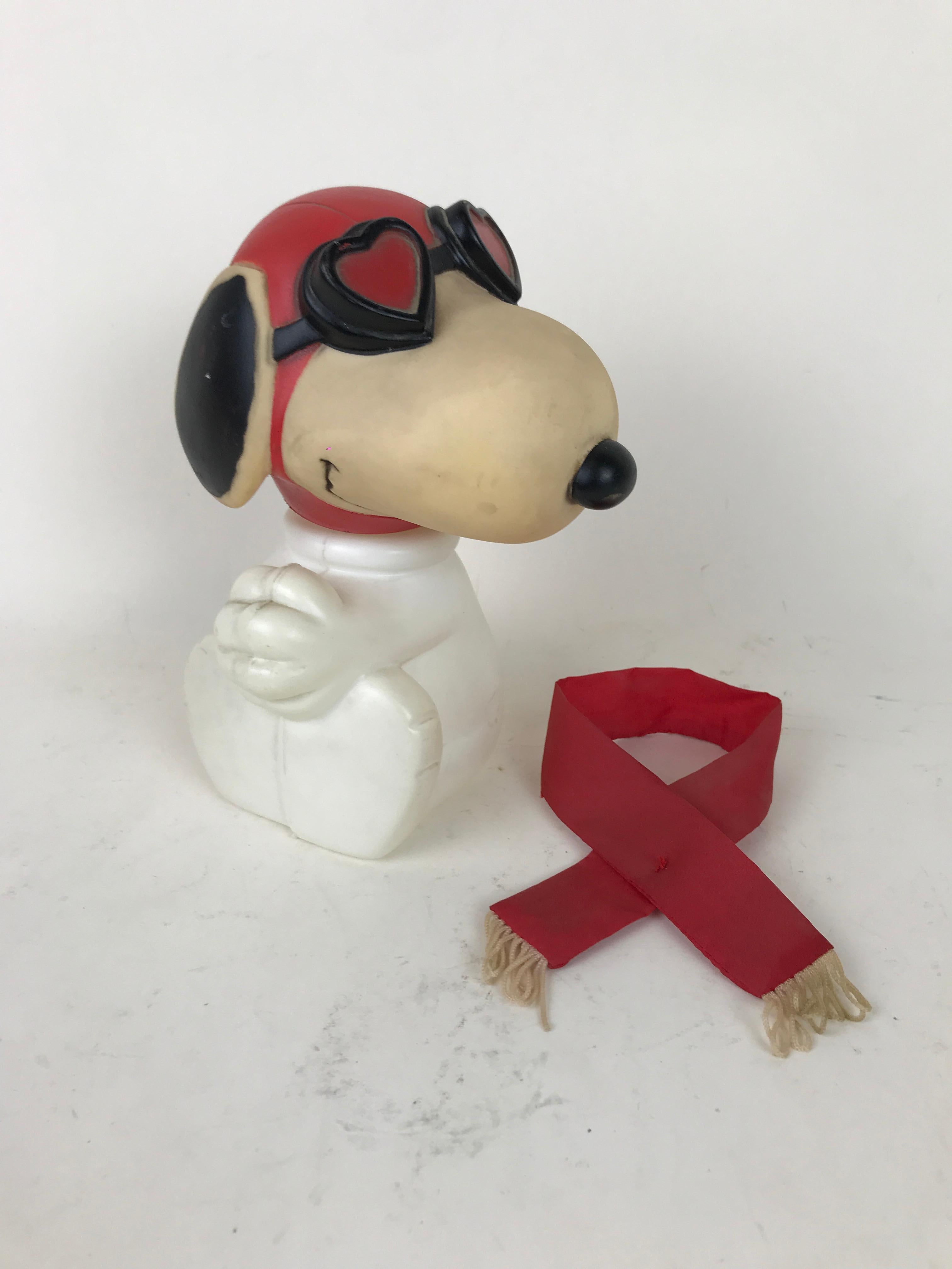 Mid-20th Century 1960s Vintage Plastic Model of Snoopy Wearing Scarf and Heart Shaped Googles