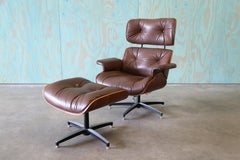 1960s Vintage Plycraft Inc Eames Style Rich Brown Lounge Chair and Ottoman