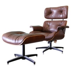 1960s Vintage Plycraft Inc Eames Style Rich Brown Lounge Chair and Ottoman