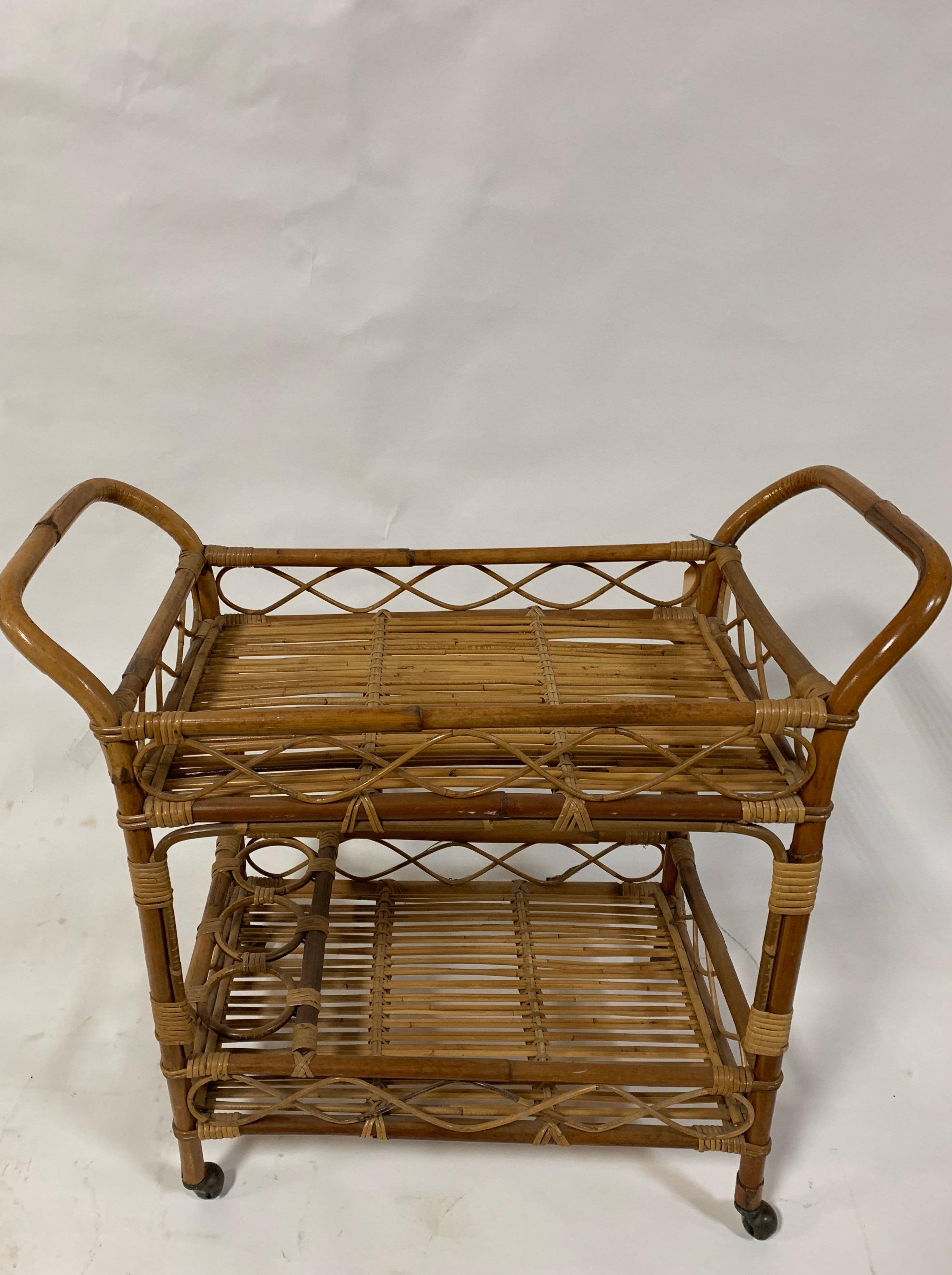 cane bar cart