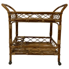 1960s Vintage Rattan Bar Cart