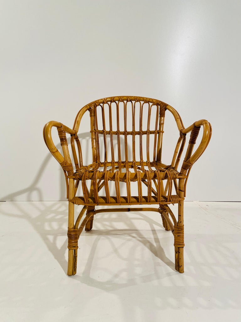 Vintage Rattan Chairs, Set of Two Italy 1960s For Sale at 1stDibs