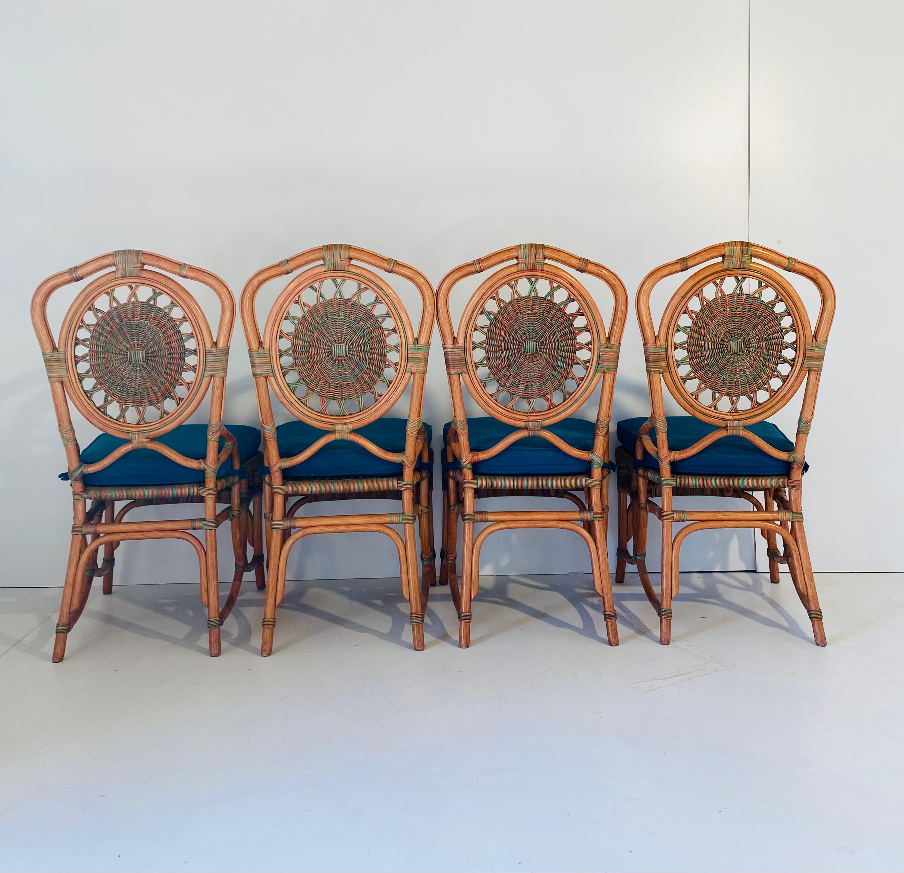 Vintage Rattan Chairs, Set of Four, Italy 1960s 4
