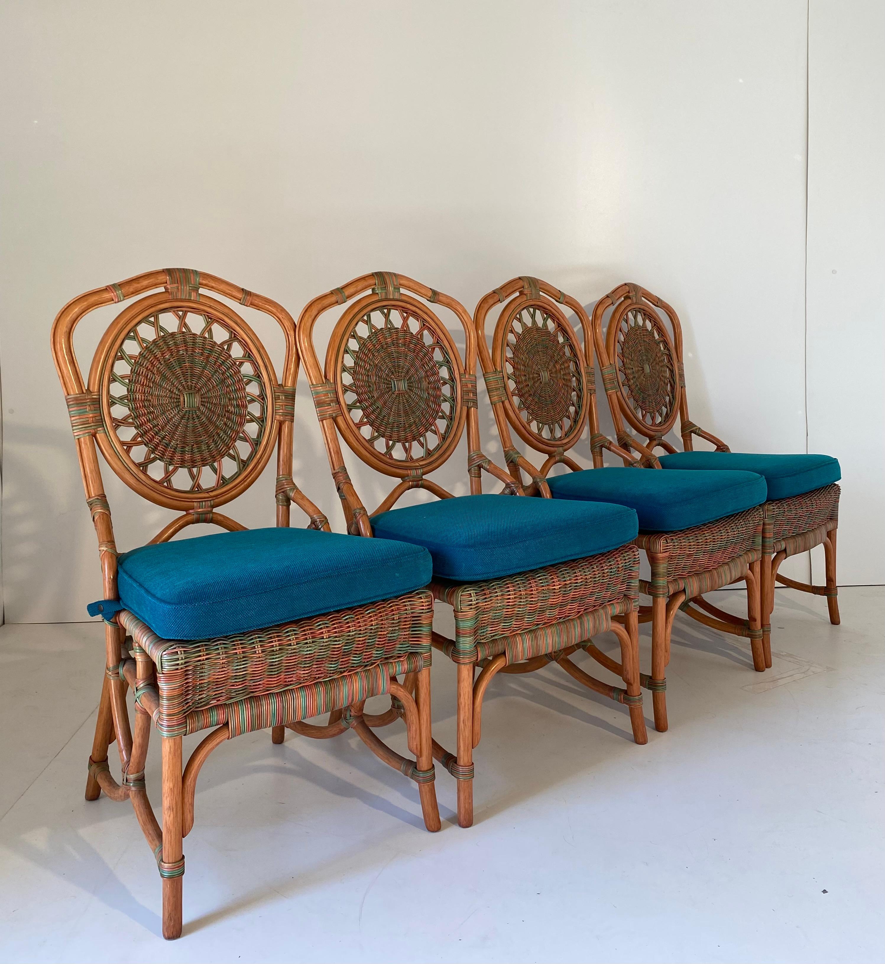 Vintage Rattan Chairs, Set of Four, Italy 1960s 2