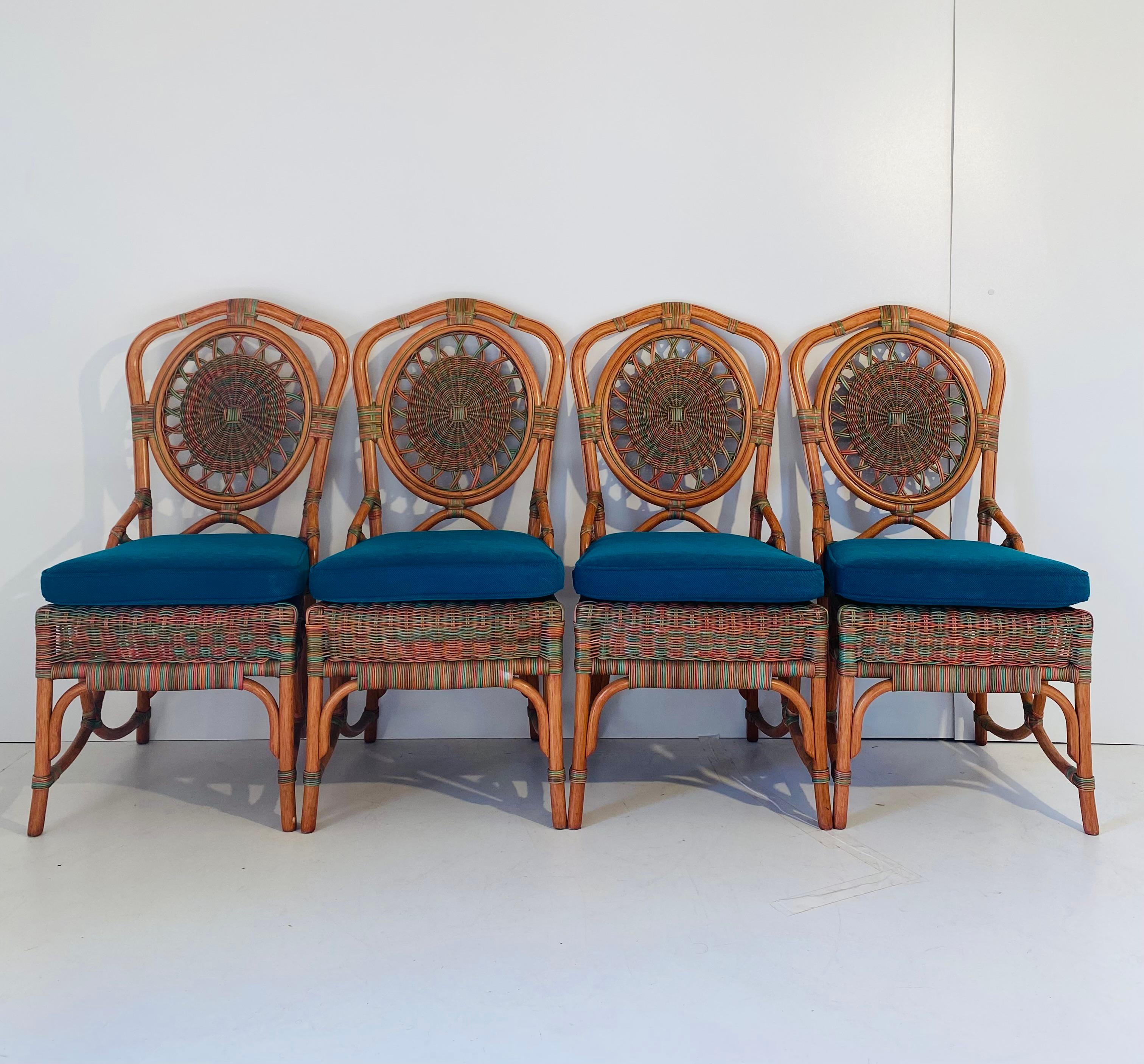 Vintage Rattan Chairs, Set of Four, Italy 1960s 3