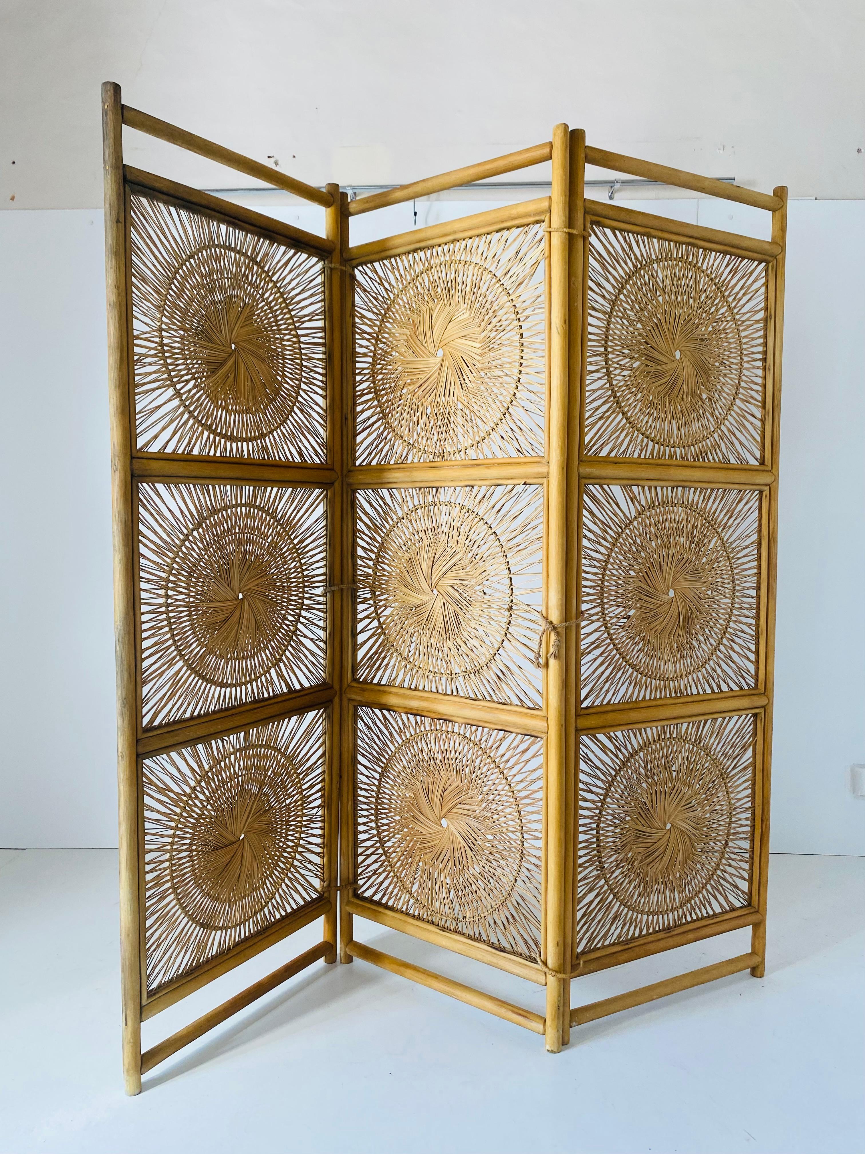 Rattan room divider screen, Italy 1960s at 1stDibs
