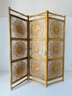 Rattan room divider screen, Italy 1960s