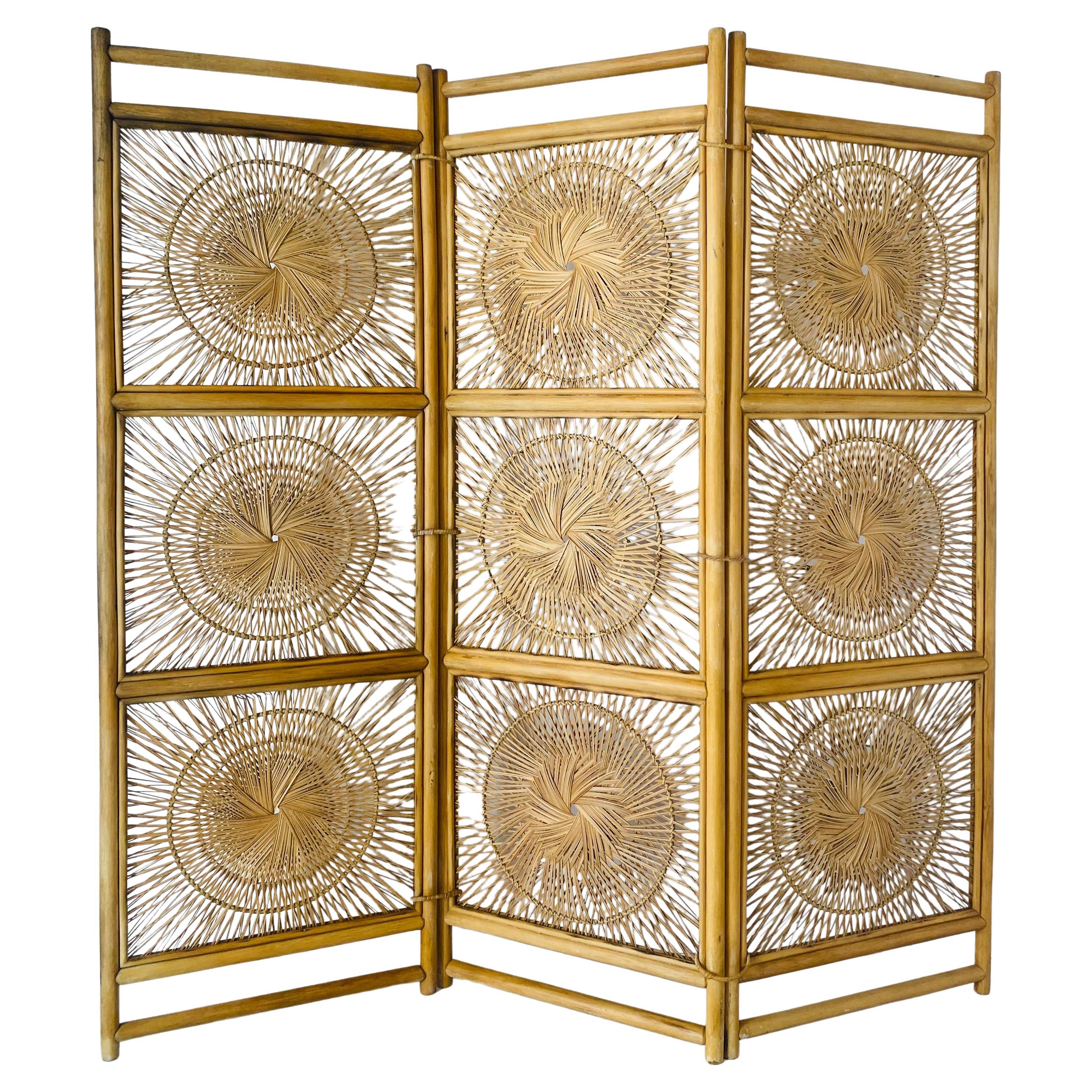 Rattan room divider screen, Italy 1960s