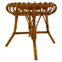 Franco Albini Vintage Rattan Stool, Italy 1960s