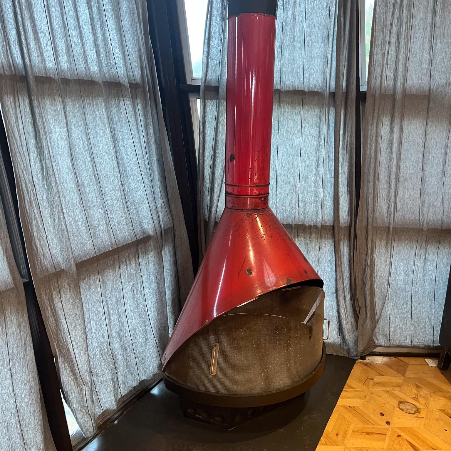 Chimenea cónica esmaltada roja vintage de los años 60, independiente en venta 3