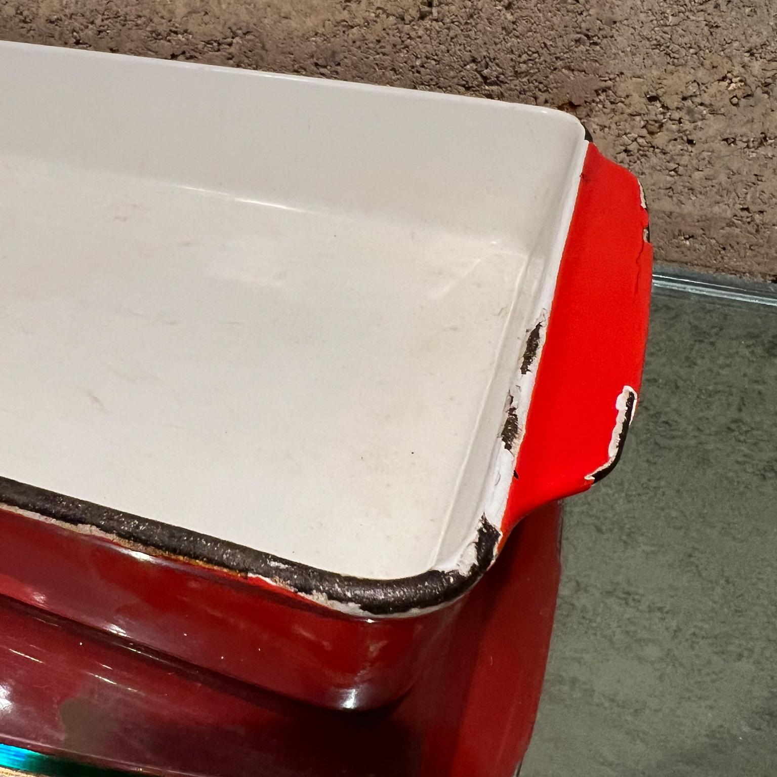 Danois Casserole à cuisson en émail rouge Copco des années 1960 Michael Lax Danemark en vente