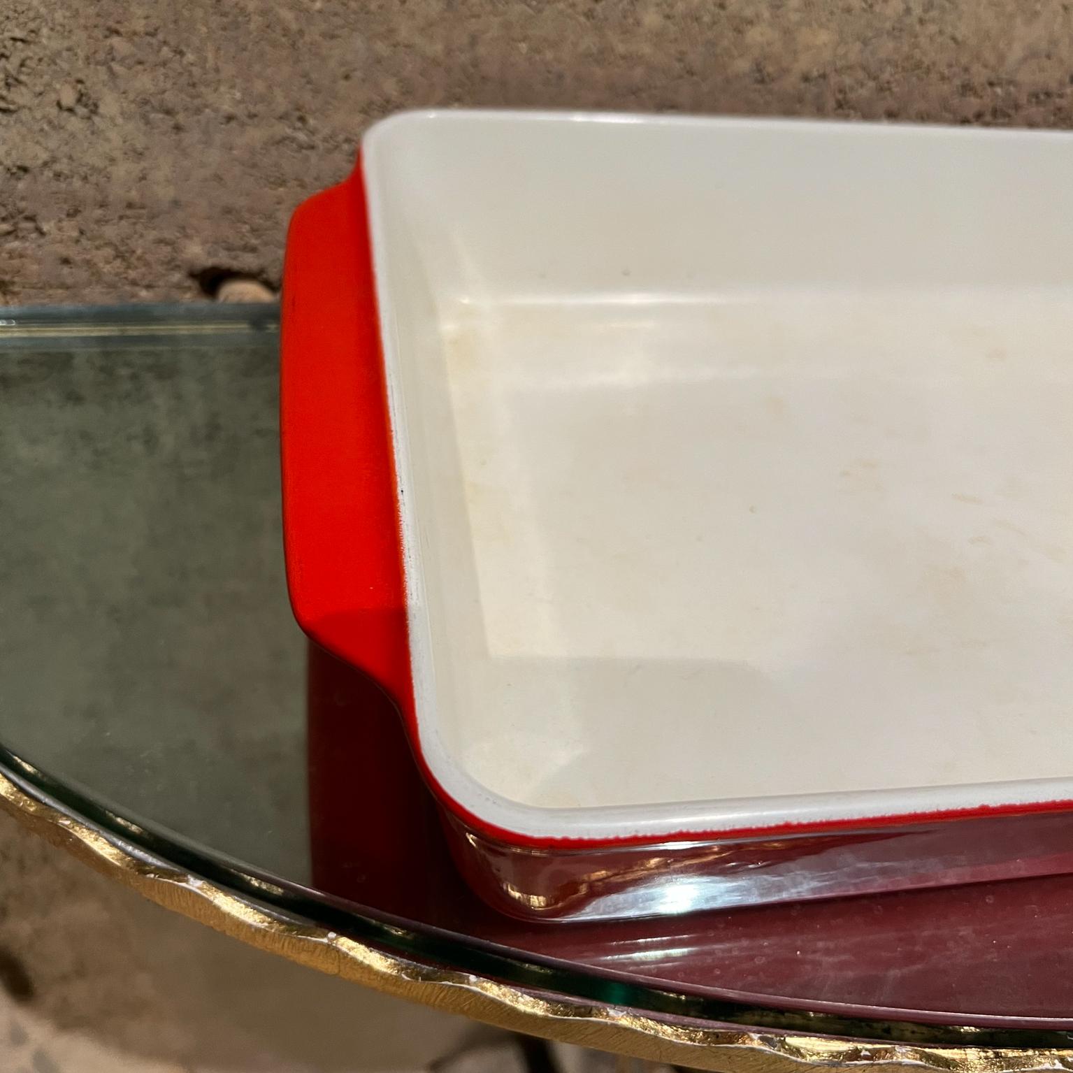 Mid-Century Modern 1960s Copco Red Enamelware Casserole Baking Dish Michael Lax Denmark For Sale