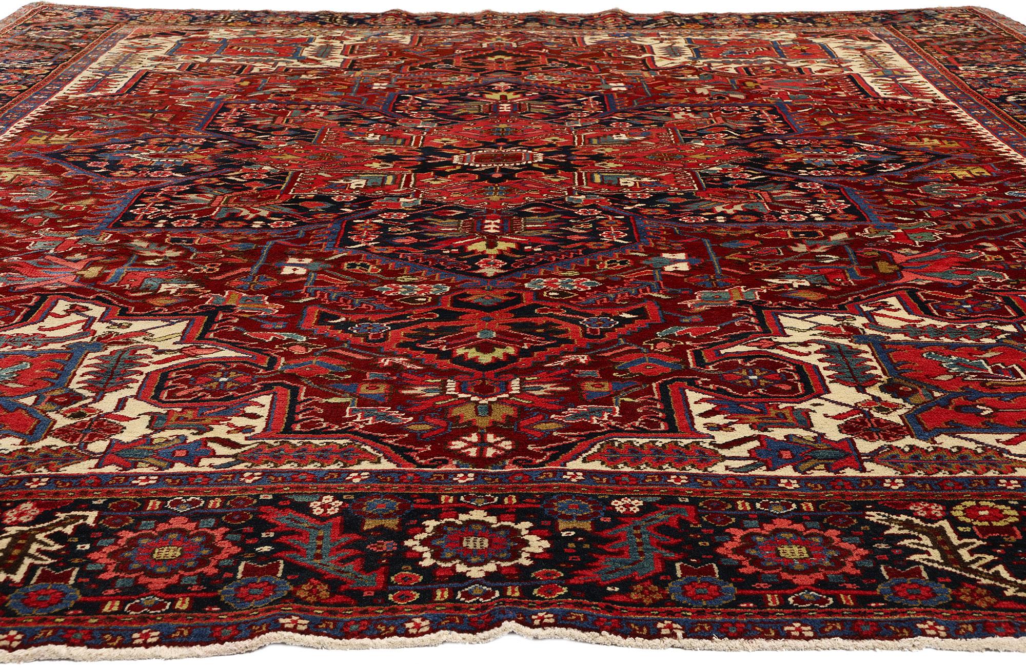 Heriz Serapi 1960s Vintage Red Persian Wool Rug Heriz Carpet For Sale