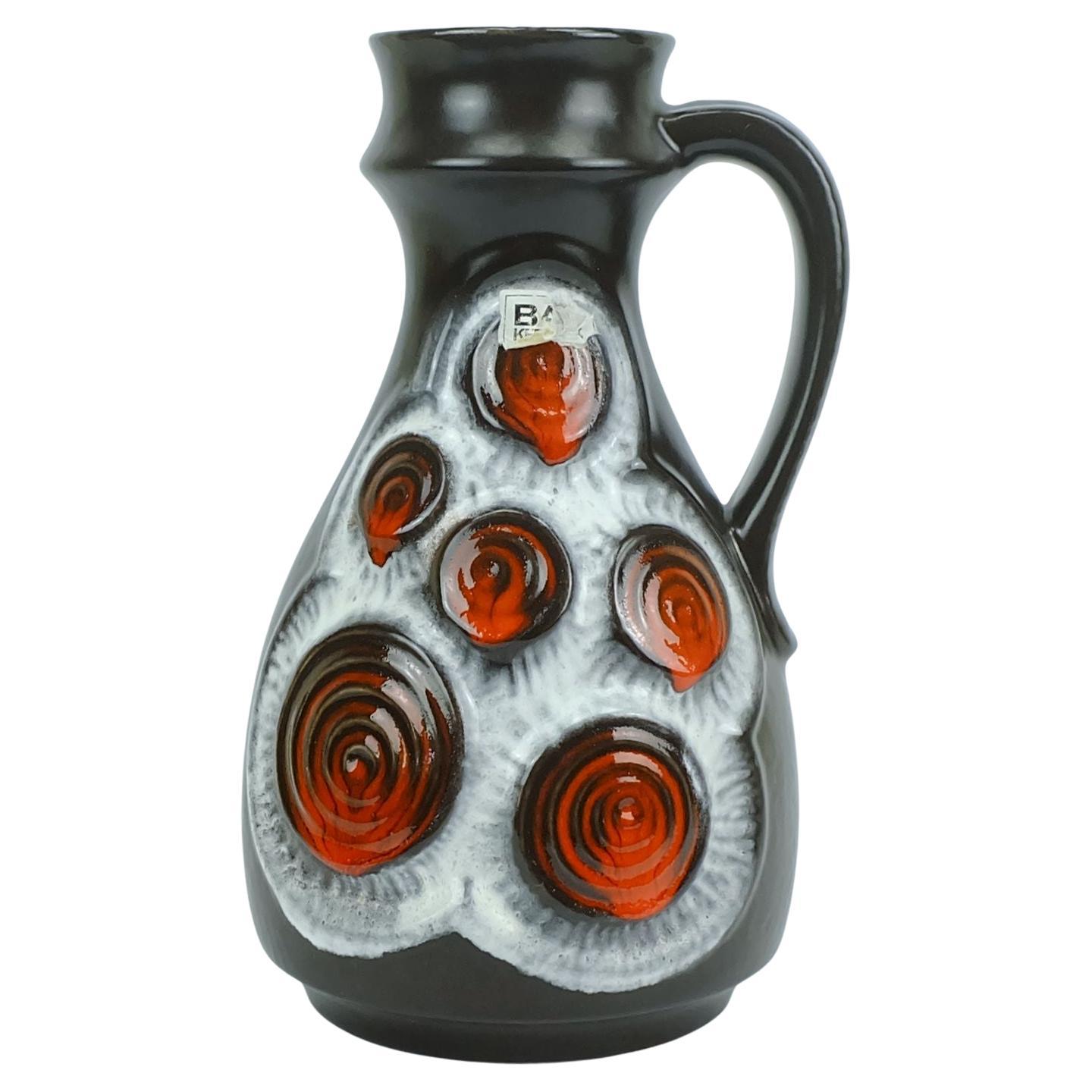 Vaso vintage retrò degli anni '60, brocca con motivo a cerchio Bay Keramik wgp modello 83 30