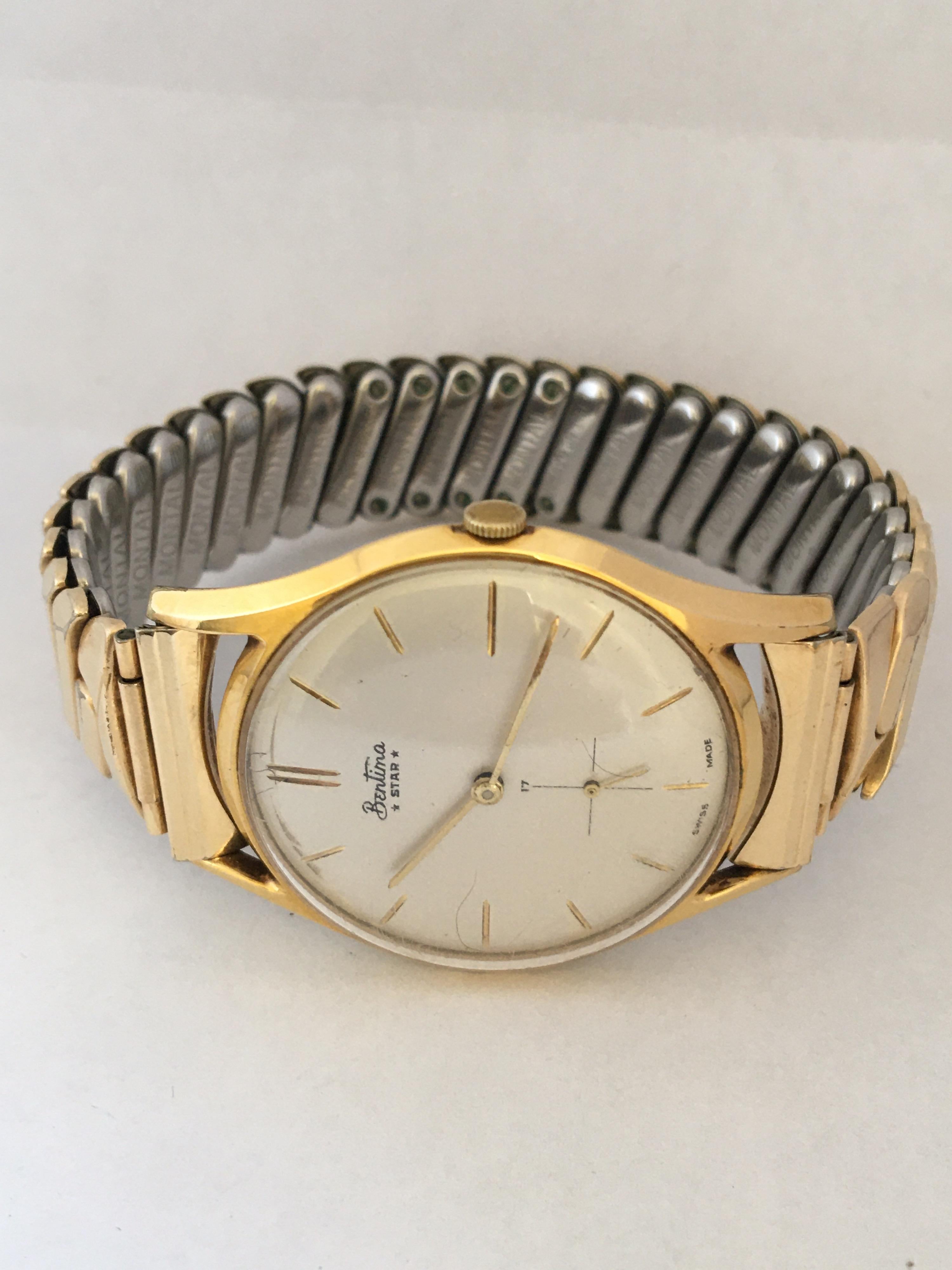 1960s Vintage Rolled Gold Bentima Star Swiss Mechanical Watch For Sale 3