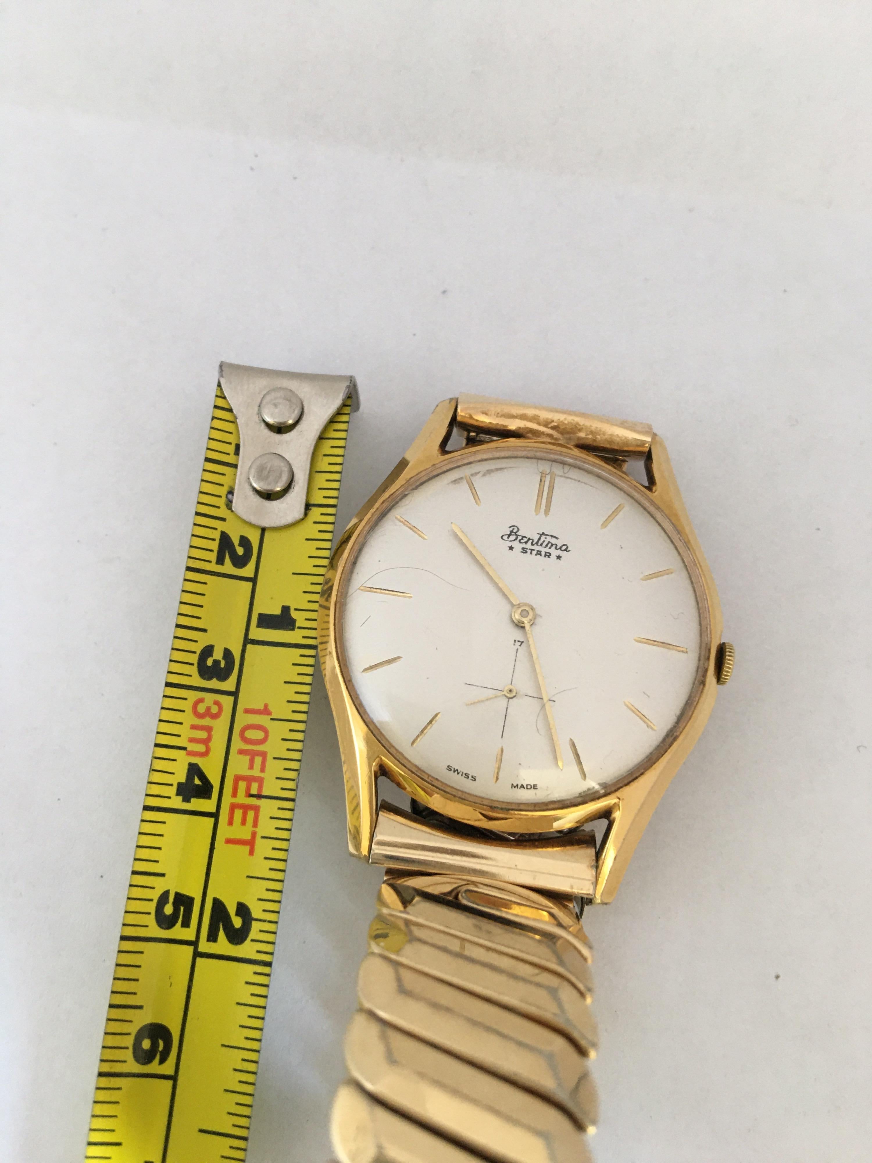 1960s Vintage Rolled Gold Bentima Star Swiss Mechanical Watch For Sale 6