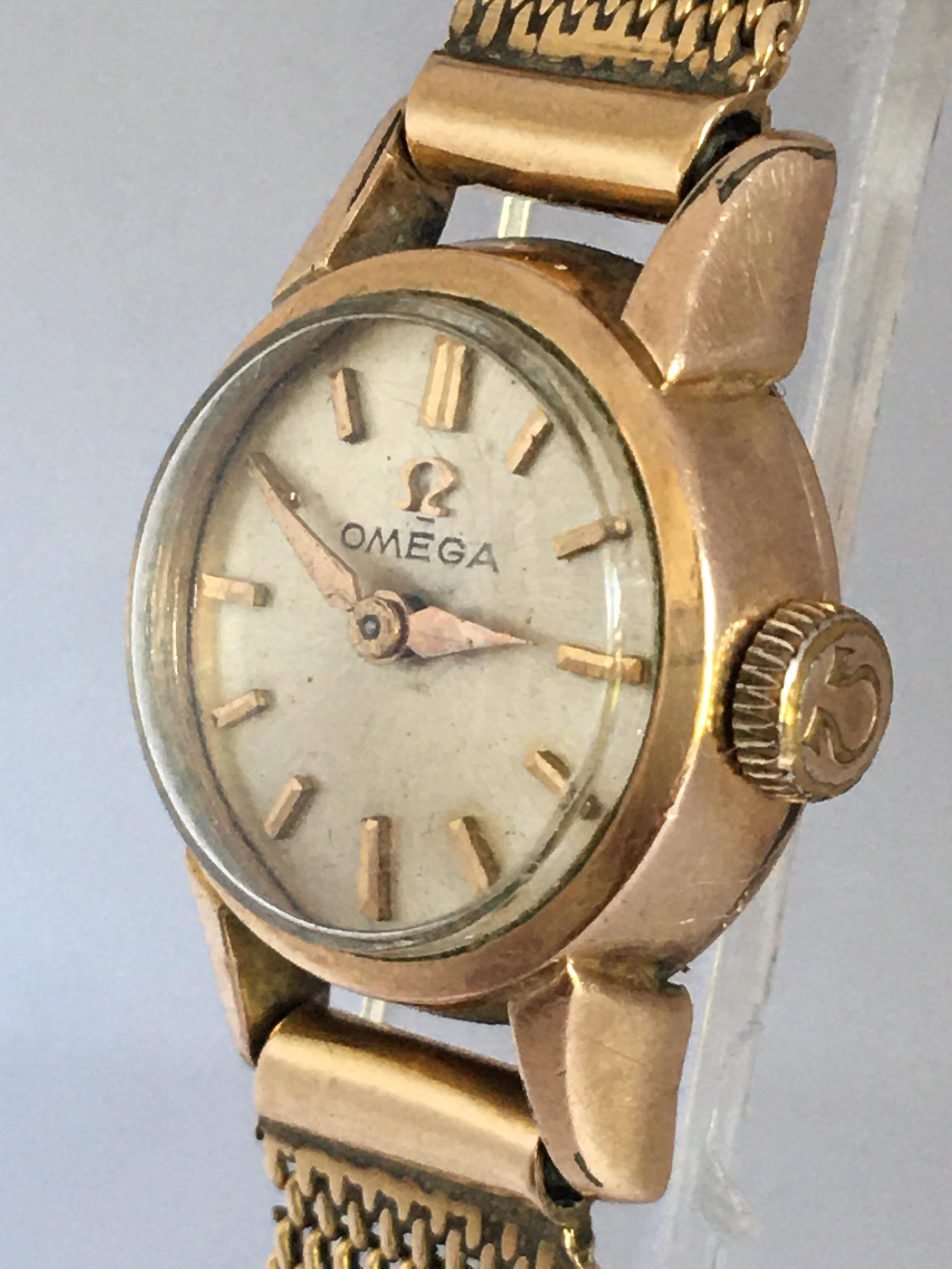 1960s Vintage Rose 80 Microns Rolled Gold Omega Ladies Mechanical Watch In Good Condition In Carlisle, GB