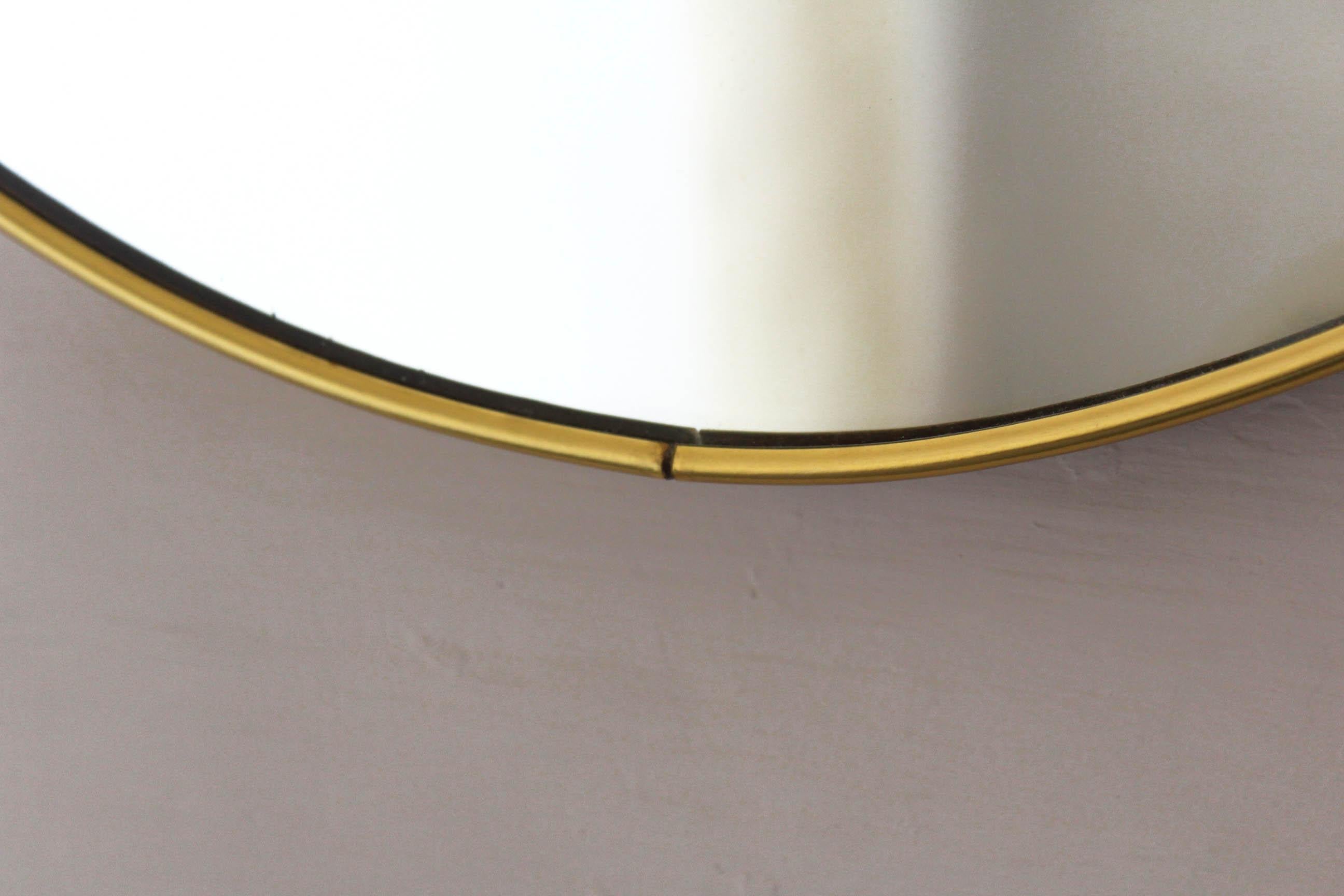 1960s Vintage Mirror with round Golden Frame 1