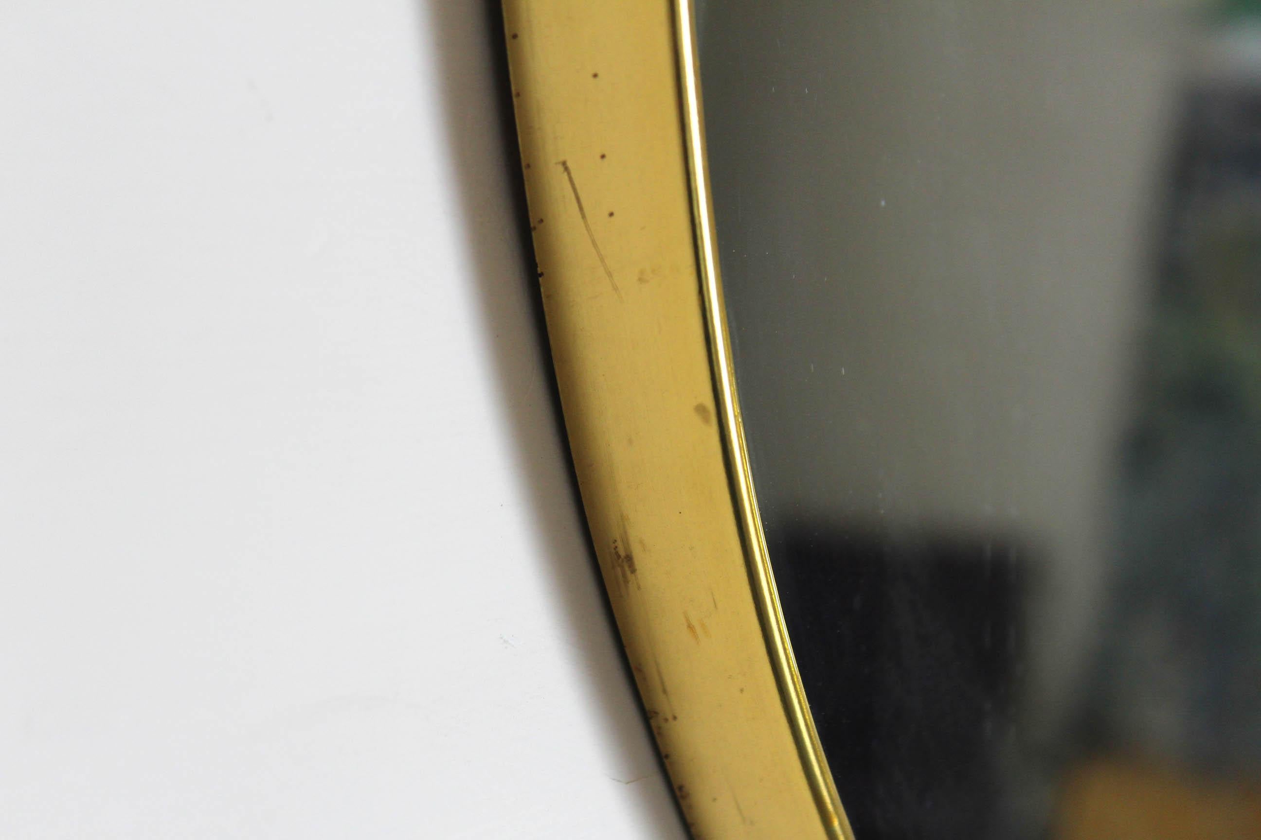 1960s Vintage Mirror with round Golden Frame 2