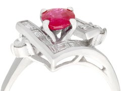 1960s Vintage Ruby and Diamond White Gold Cocktail Ring
