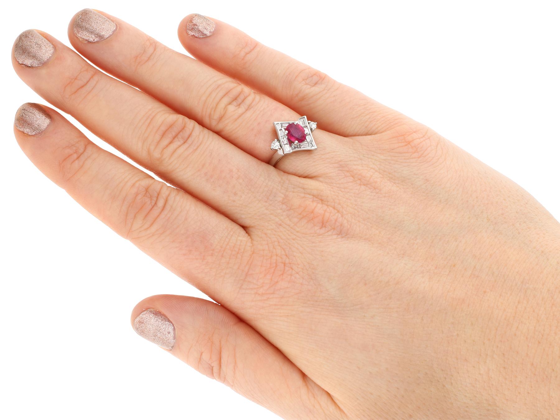 1960s Vintage Ruby and Diamond White Gold Cocktail Ring 1