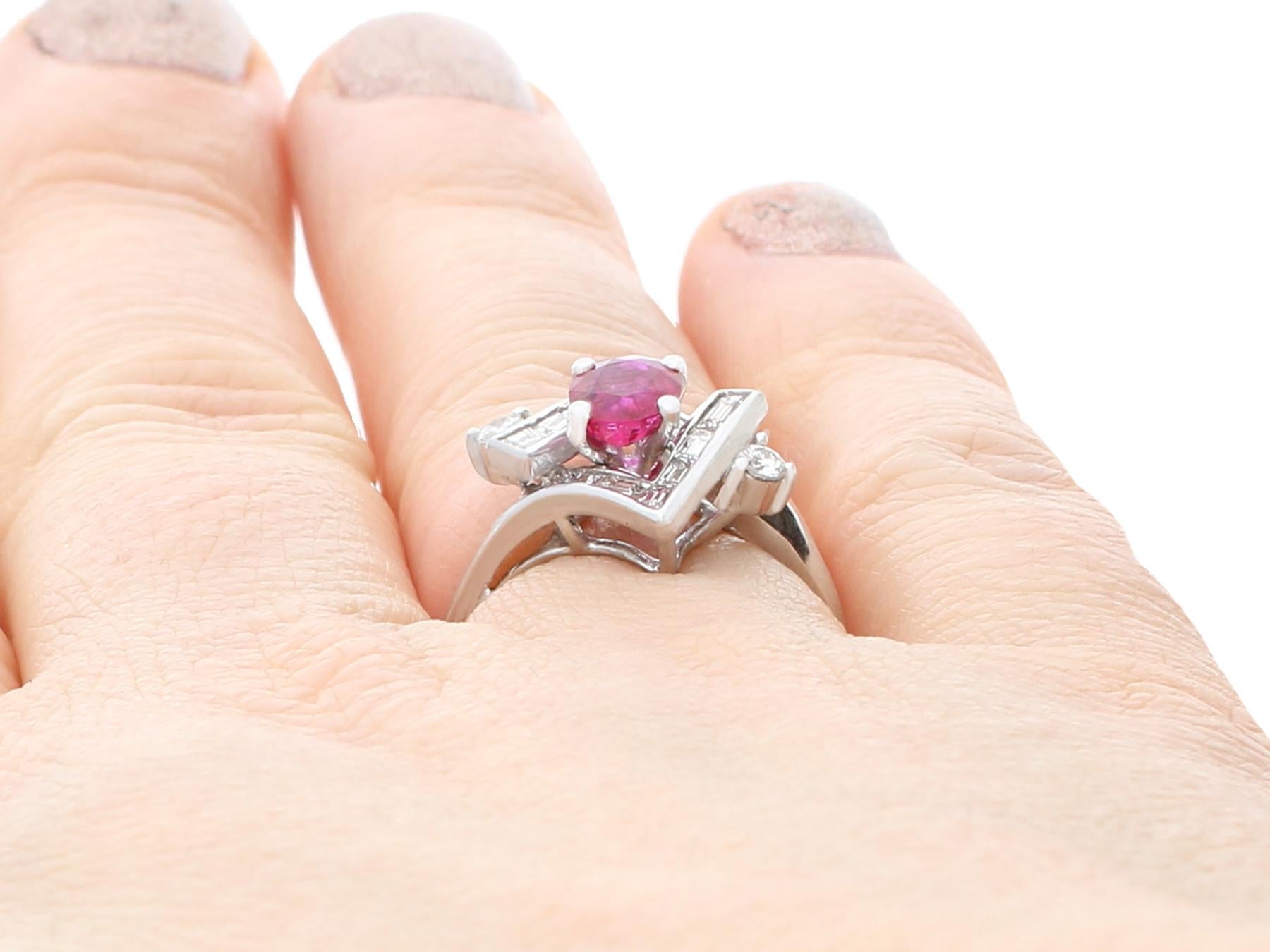 1960s Vintage Ruby and Diamond White Gold Cocktail Ring 3