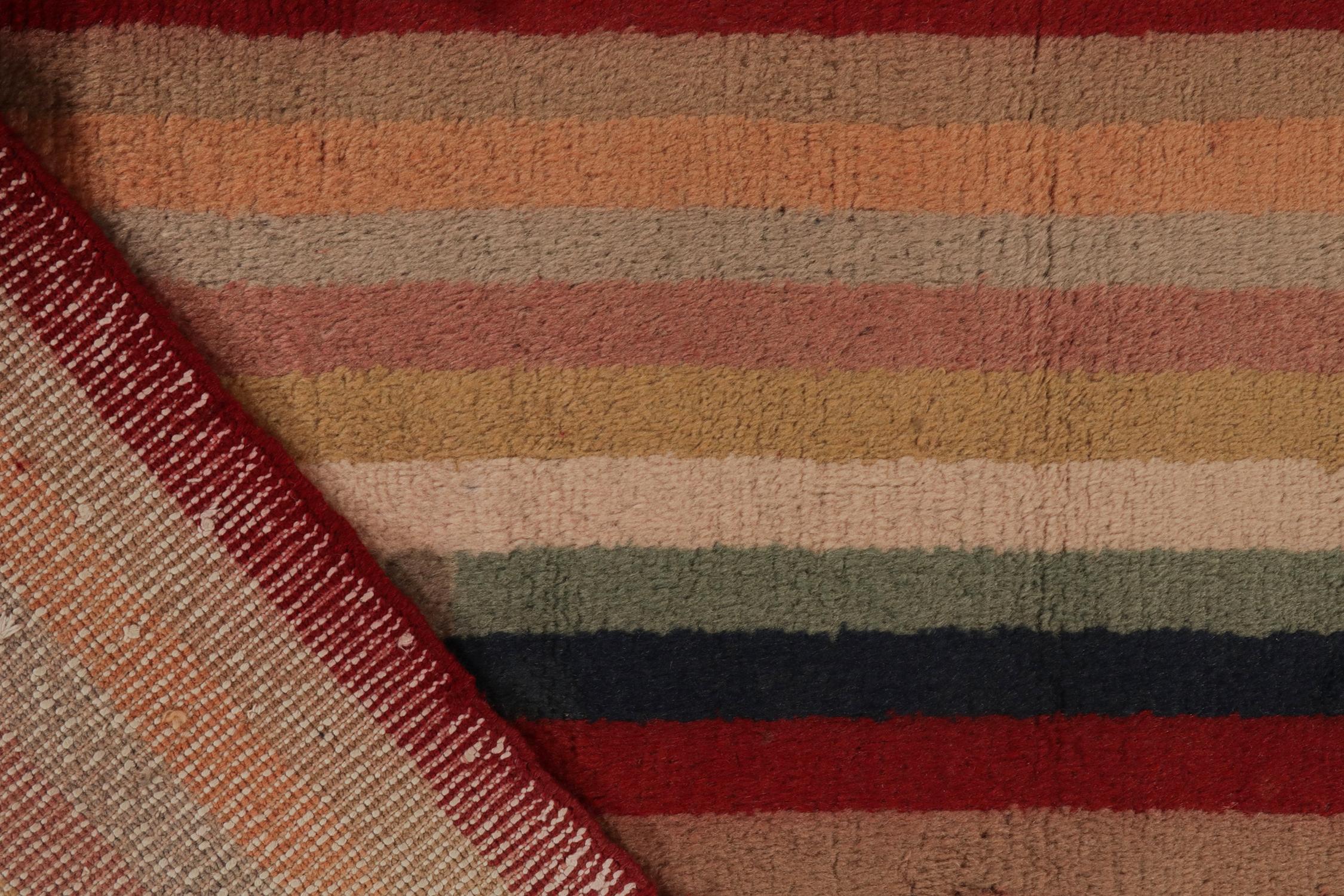 Alfombra vintage de rayas policromáticas de los años 60 por Rug & Kilim Lana en venta