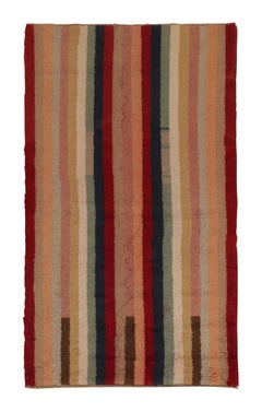 1960s Vintage Rug in Polychromatic Stripes by Rug & Kilim