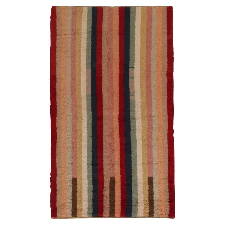 1960s Vintage Rug in Polychromatic Stripes by Rug and Kilim For Sale at ...