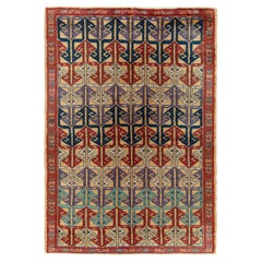 1960s Vintage Rug in Red, Blue, Purple Geometric Pattern by Rug & Kilim