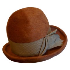 1960s Vintage Rust Coloured Furry Felt Wool Cloche Hat, By Edward Mann