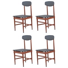 Four 1960s Vintage Scandinavian Dining Chairs, Set of Four
