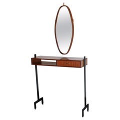 1960s Vintage Scandinavian teak console and mirror Set