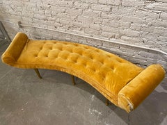 1960s Vintage Scroll Arm Curved Bench