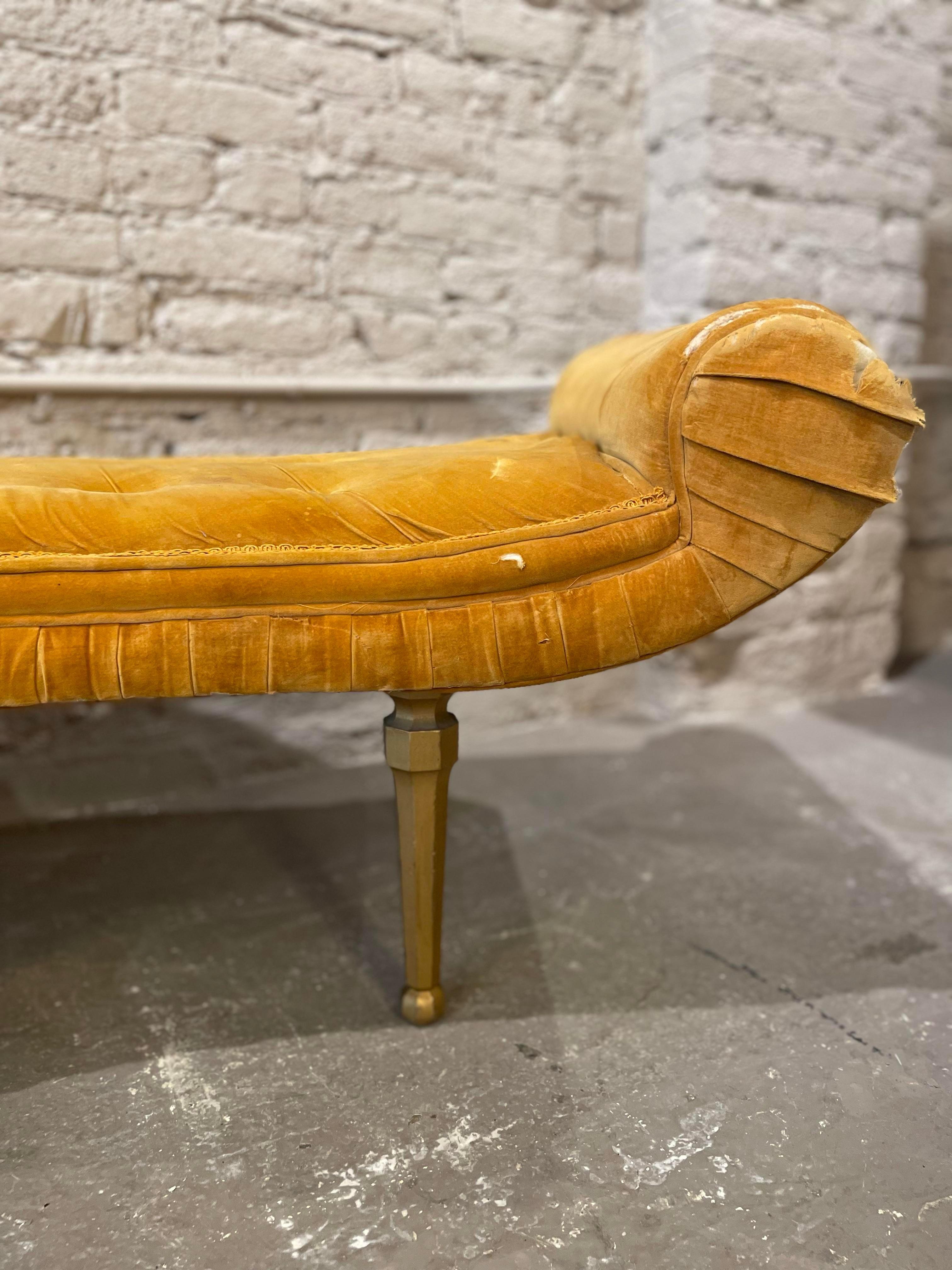 American 1960s Vintage Scroll Arm Curved Bench For Sale