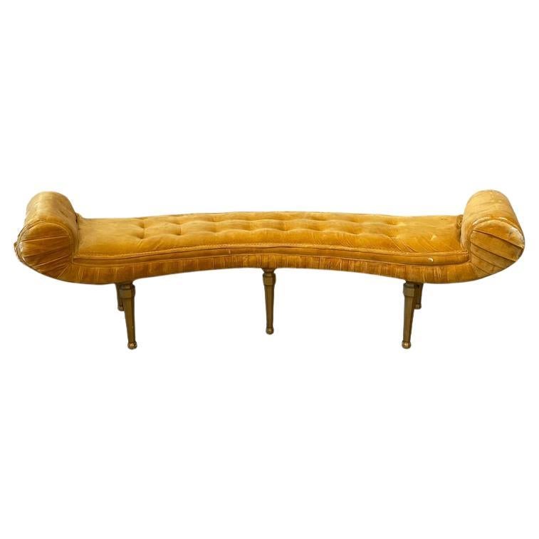 1960s Vintage Scroll Arm Curved Bench For Sale