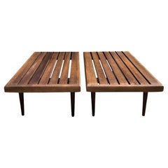 1960s Vintage Slat Benches or Side Accent Tables in Modern Danish Style a Pair