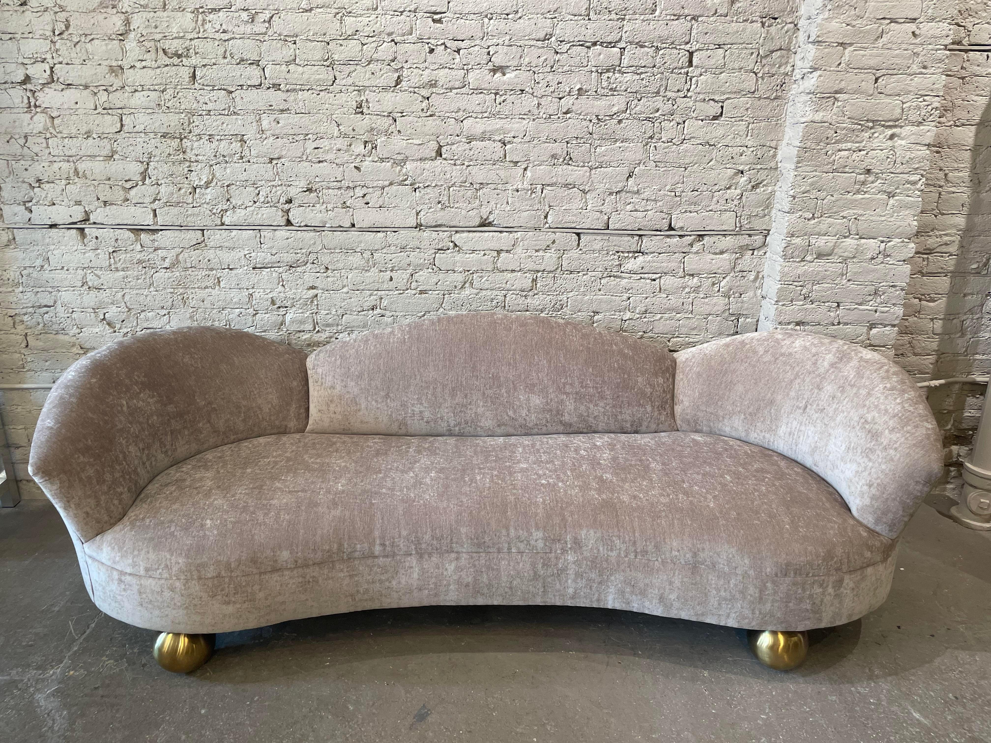 Brass 1960s Vintage Sofa - Reupholstered For Sale