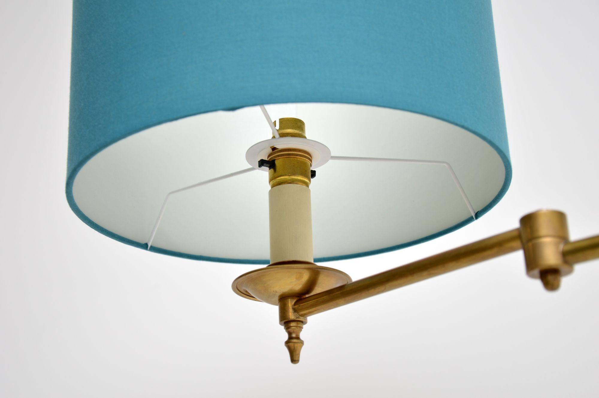 English 1960's Vintage Solid Brass Adjustable Floor Lamp