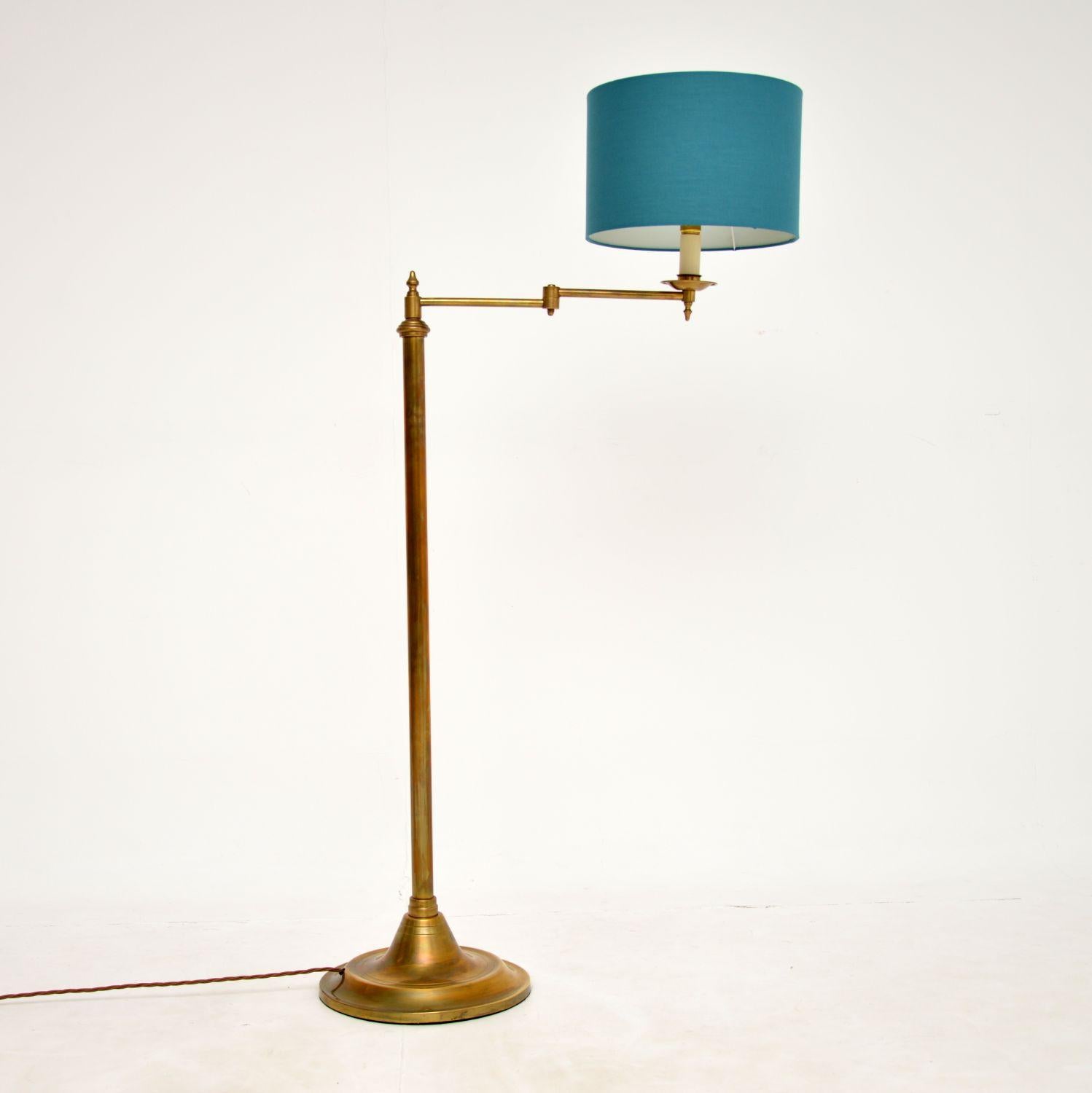 1960's Vintage Solid Brass Adjustable Floor Lamp In Good Condition In London, GB