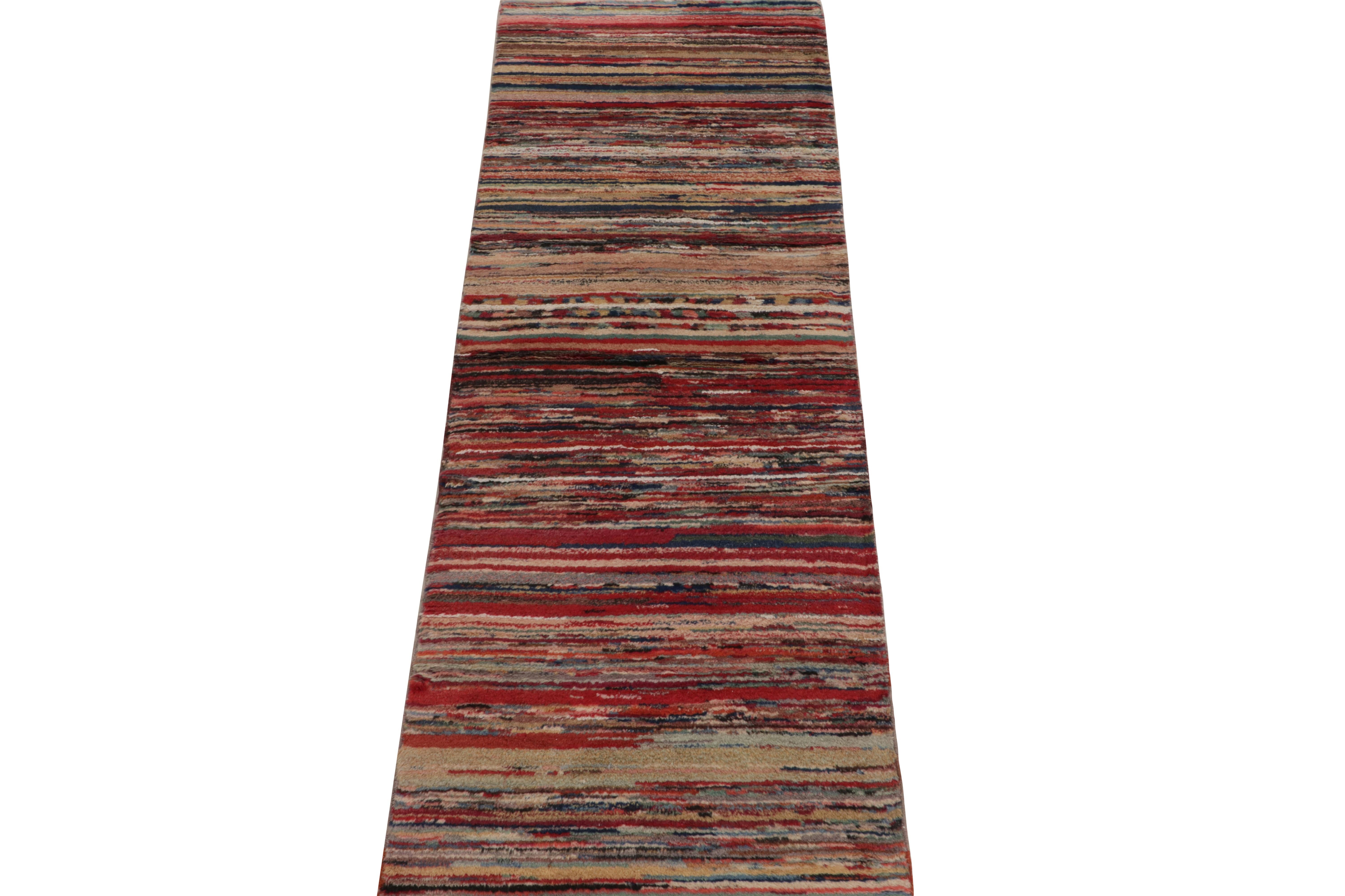 Turkish 1960s Vintage Striped Runner in Polychromatic Stripes Pattern by Rug & Kilim For Sale