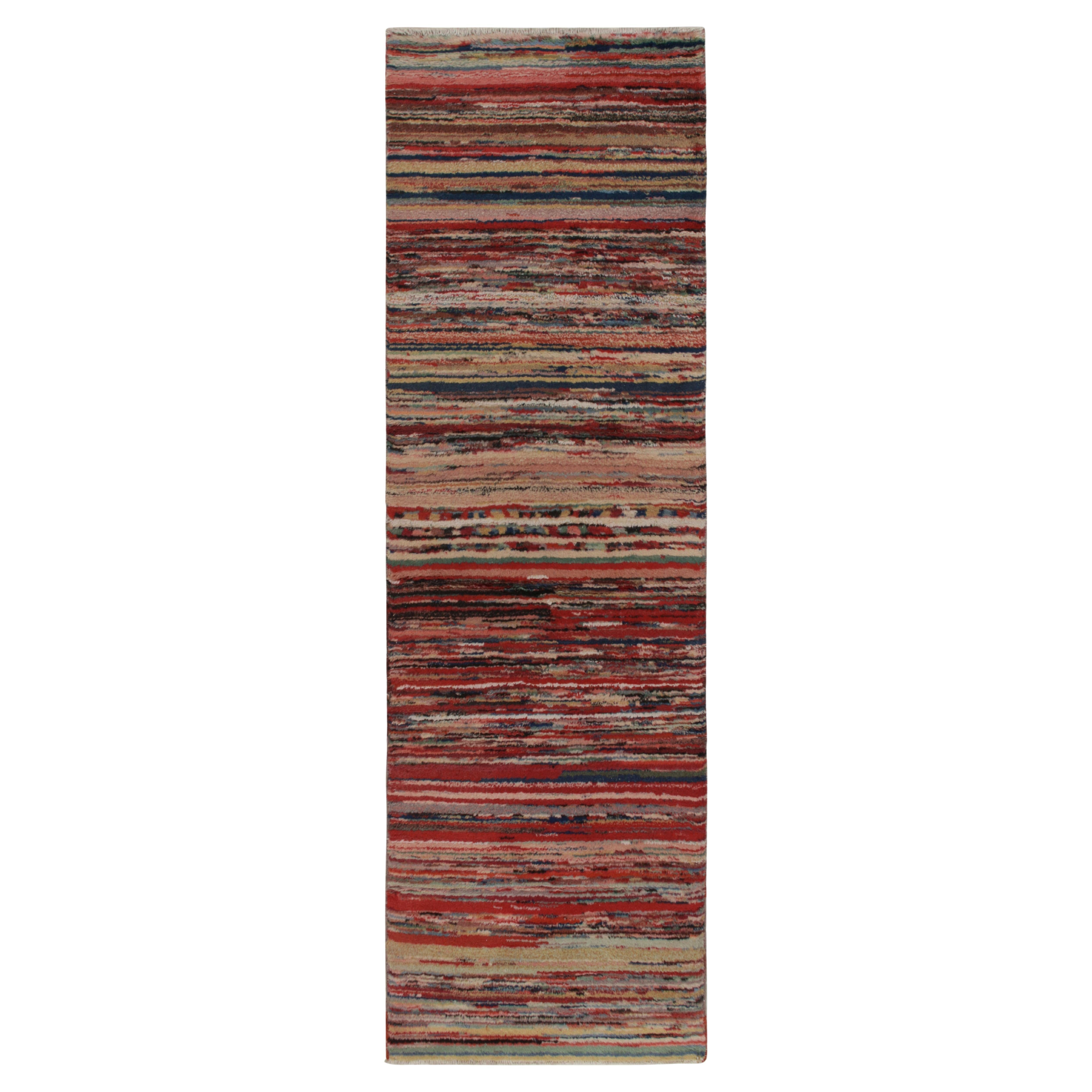 1960s Vintage Striped Runner in Polychromatic Stripes Pattern by Rug & Kilim For Sale