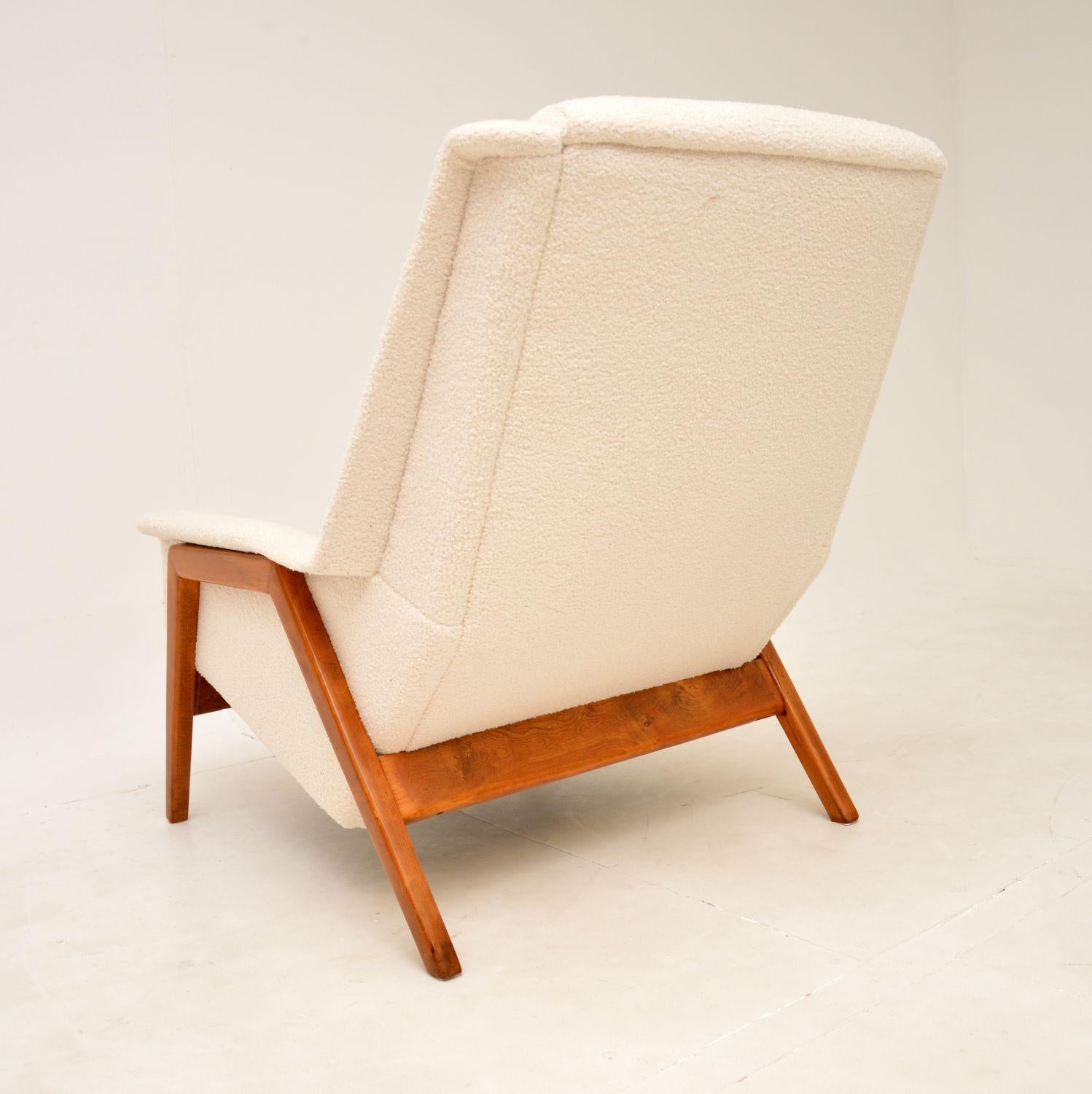 Bouclé 1960's Vintage Swedish Teak Armchair