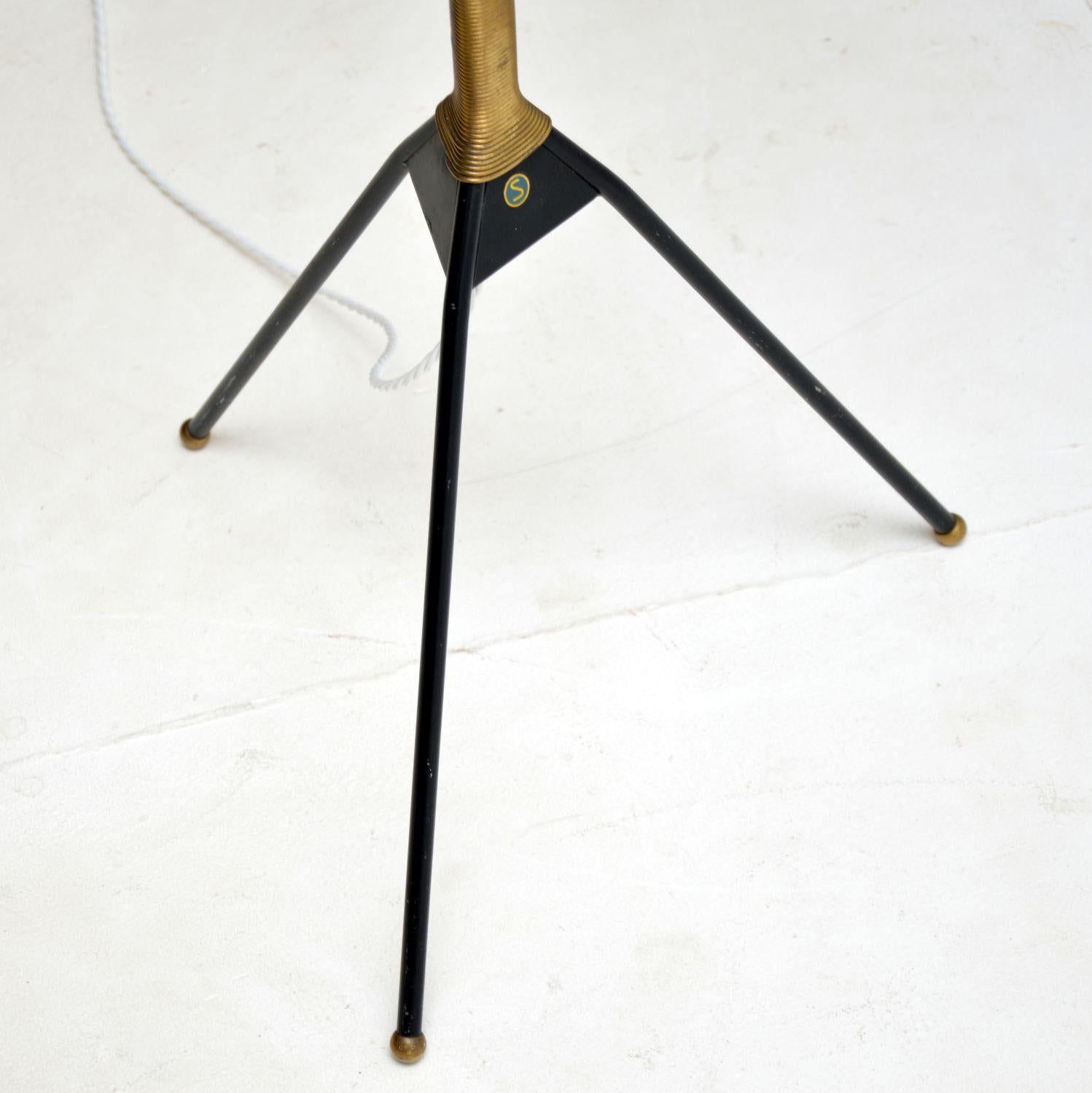 Brass 1960's Vintage Swedish Tripod Floor Lamp For Sale