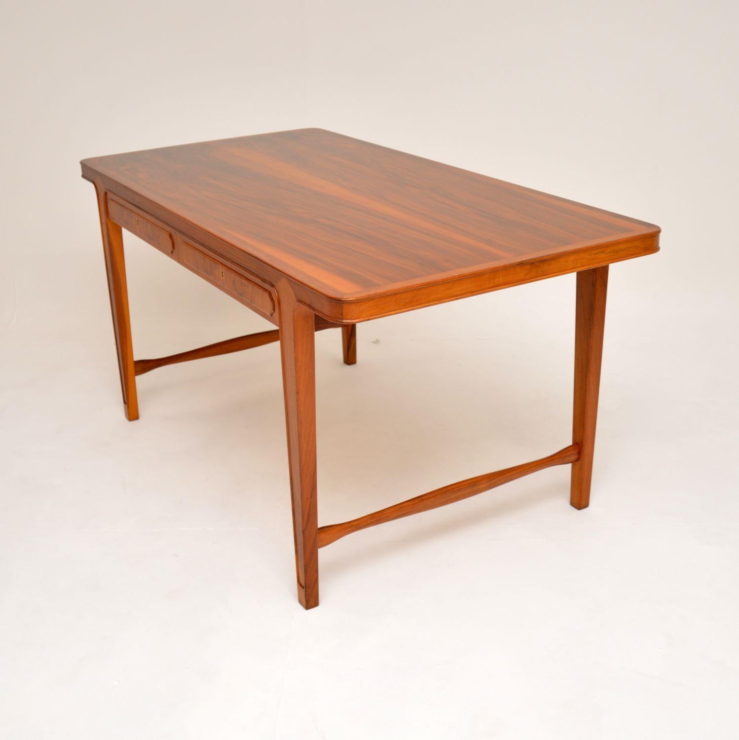 1960's Vintage Swedish Walnut Desk In Good Condition For Sale In London, GB